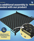 Heavy Duty 1U Server Rack Shelf 3 Pack Featuring Four Post Mount Tray Compatible With Standard 19 Inch Racks showing solid steel platform with mounting screws.