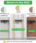 Space-Saving Bike Wall Mount Rack With Shelf And Hooks For Helmet, Shoes And Gear mounted on concrete, wood, and brick walls.