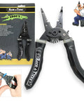 Needle Nose Wire Strippers for Electricians Pro Grade Crimping and Stripping Tool AWG 8-22 with Glow In The Dark Ergonomic Handles and Insulation Cutter 47002 package and tool