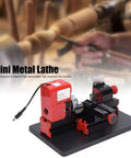 High Speed 20000Rpm Mini Motorized Lathe Machine For Woodworking And Metal Turning on a sleek black base, showing red motor and adjustment knobs.
