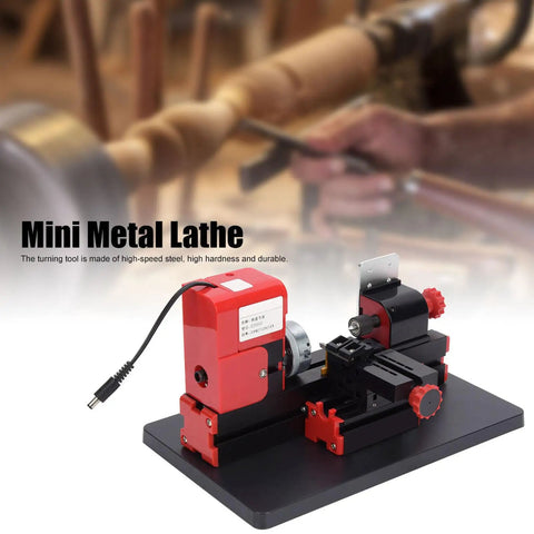 High Speed 20000Rpm Mini Motorized Lathe Machine For Woodworking And Metal Turning on a sleek black base, showing red motor and adjustment knobs.