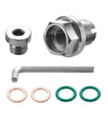 Upgrade Your Ride With This Heavy Duty M14x1.5 Piggyback Oil Drain Plug Made From Stainless Steel That Fixes Oversized Threads And Stops Leaks Like A Boss For Any Car Or Truck Engine Repair Job. stainless steel oil drain plug kit with Allen key and seals