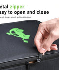 Close-up of metal zipper on Portable Electric Vehicle Charger Cable Organizer Bag featuring slick glide design for easy opening.
