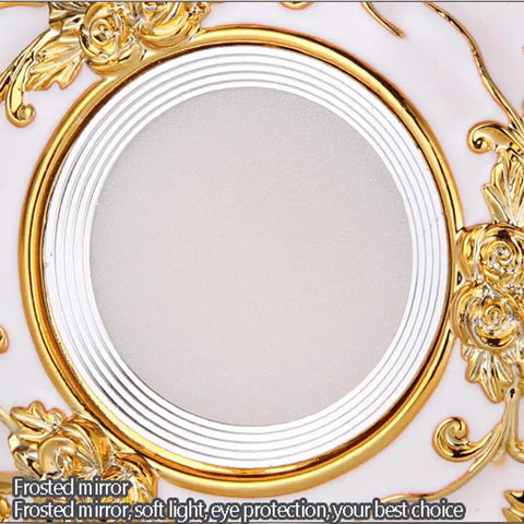 JUDYSSY Vintage Resin Downlight Round Recessed Lighting Housing Trim Kits LED Recessed Lighting LED Round Ceiling Light Kit Ceiling Lights Fixture Or Flat Baffle Trim,Blue-7W with frosted mirror and gold accents.