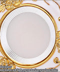 XYIANG Vintage Resin Downlight Round Recessed Lighting Housing Trim Kits Led Recessed Lighting Led Round Ceiling Light Kit Ceiling Lights Fixture Or Flat Baffle Trim,White-3W with intricate gold floral design.