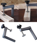 Goat Grade Bench Clamps Set For Woodworking Crews adjustable tabletop vise gripping timber securely with a grey handle.