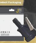 Three Eighths Inch Fuel Line Connector for Outboard Motors with packaging in background