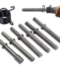 Smoothing Air Hammer Bits Set For Tire Repair And Sheet Metal Riveting 7 Piece 0.401 Inch Shank Pneumatic Chisel Kit With Spring