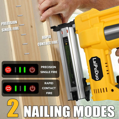 Cordless 2 In 1 Brad Nailer And Staple Gun Compatible With 20v Batteries, Heavy Duty 18 Nail Gun With 800 Fasteners, Slick Trigger No Drama Operation For Woodworking, Home Framing, Furniture Assembly, And Upholstery Jobs