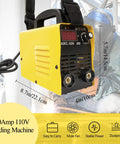 Yellow 110V Arc Welder For Home Projects Portable Stick Welder With LCD Display And 200 Amp Capacity on construction background