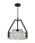 Dope Craftsman Style Three Light Indoor Chandelier In Matte Black And Antique Ash Finish for dining rooms and sloped ceilings