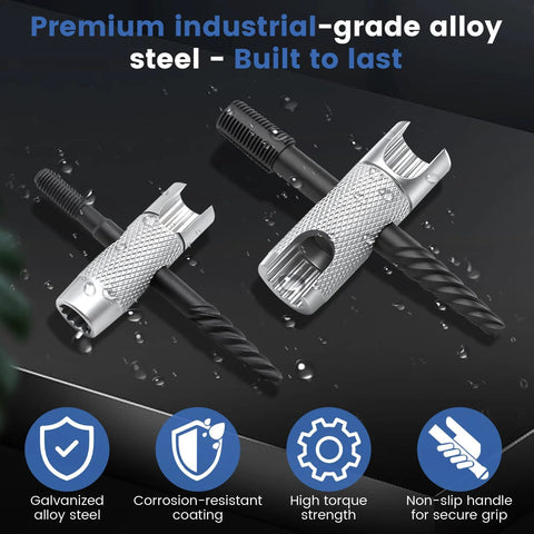 KCMOSGI grease fitting tools (2-pack), angled view, 4-in-1, knurled galvanized steel