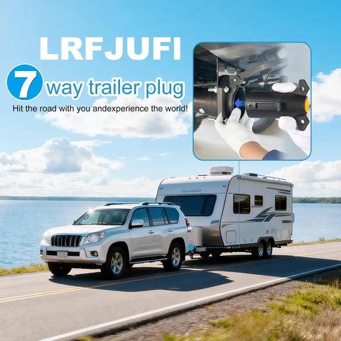 Two Pack 7 Pin Trailer Plug With Built In Brass Terminals, Heavy Duty 7 Way Trailer Light Plug Connector on RV