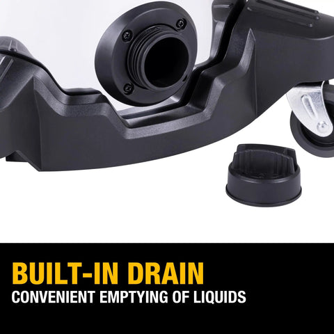 Heavy Duty 8 Gallon Wet Dry Shop Vacuum Featuring A Legit Powerhouse 5 Peak Horsepower Motor and Rear Blower Port for Crushing Workplace Debris and Liquid Spills Fast built-in drain for easy liquid disposal.