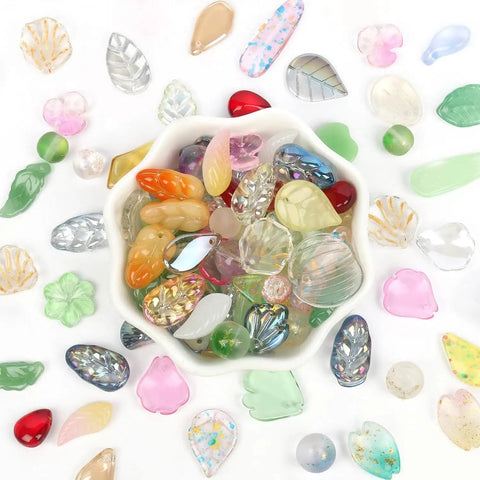 Handcrafted Lampwork Glass Beads Mixed Leaf And Floral Millefiori Spacer For Jewelry Making Hairpin Diy Craft Supply 42G Pack Add Some Style To Your Creations Super Sparkly And Easy To String