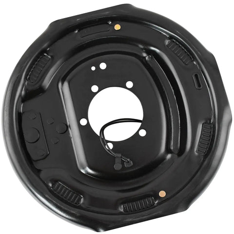 Heavy Duty 12 Inch X 2 Inch Electric Hydraulic Trailer Brake Kit For 7000 Lb Axles black drum backing plate with wire and mounting holes