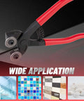 Glass tile nipper with red rubber-coated handles and spring, heavy-duty mosaic cutting tool