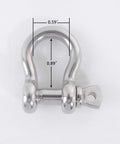 3/16 Inch Anchor Shackle Set With 316 Stainless Steel Body And Pin, shown in measurement, 0.59 inch width