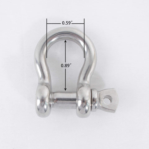 3/16 Inch Anchor Shackle Set With 316 Stainless Steel Body And Pin, shown in measurement, 0.59 inch width