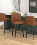 Swivel Bar Stools Set Of Three 26 Inch High Comfy Upholstered Barstools With Backs For Kitchen Island Modern Counter Height Chairs