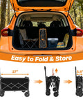 One Second Fold Collapsible Utility Wagon Cart With Wheels Portable 360 Pound Capacity foldable and stored in car trunk