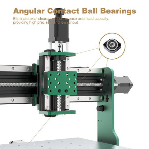Close-up of 1204 Ball Screw Upgrade Kit For 3060-Evo Max CNC Router showing angular contact ball bearings design.