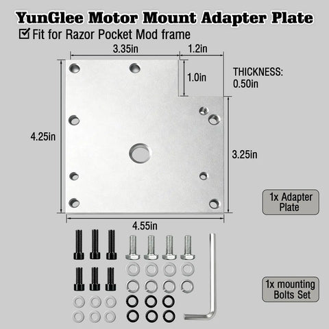 Motor Mount Adapter Plate For Razor RSF350 Electric Bike Models MY1020 Motor Upgrade Plate For E Moto Modification No Drill Bolt On Installation Easy Fit Durable Mount Frame Compatible Upgrade