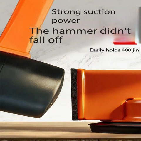Close-up of Floor Gap Fixer Tool For Laminate Wood Tile And Vinyl Floors With Heavy Duty Suction Cup in orange.