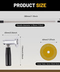 Product size dimensions of Pipe Cutter Tool With Diamond Grit Wheel And Handle For Inside Pipes, including handle and blade size.