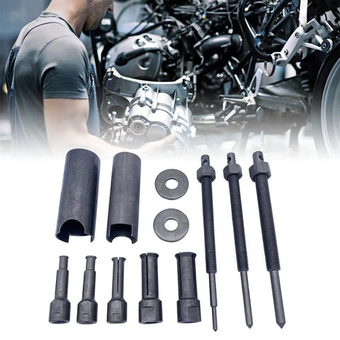Motorcycle Internal Bearing Puller Tool Kit 12 Pieces Set Professional Grade Sleeve Bearings 0 36 And 0 9 Inches Damage Free Rust Proof Steel Quality Garage Gear Awesome For Bikers Smooth Repair Tool No Stress Mechanics Fixing Ride Now, 12-piece steel set