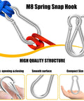 60-pack M8 galvanized steel spring snap hooks with carabiner clips for outdoor hammocks and swings