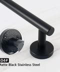 Close-up of Matte Black 18 Inch Wall Mounted Towel Bar Made From Rustproof Stainless Steel For Bathrooms And Kitchens, end-cap view