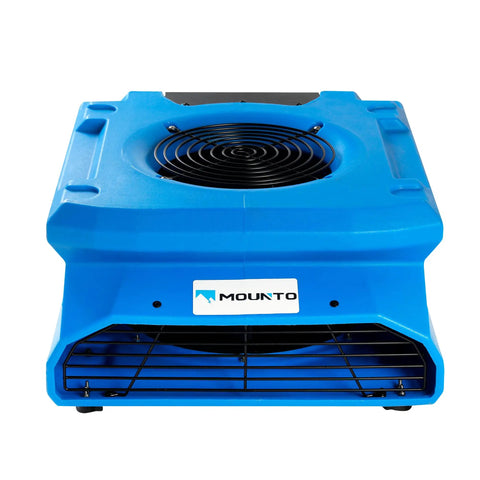 Low Profile Air Mover 0.25 HP, 1200 CFM, 2 Speed Carpet Dryer Floor Fan With Dual GFCI Outlets, stackable lightweight blower in blue