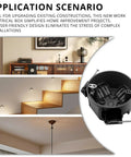 Application of New Work 4 Inch Round Ceiling Electrical Box 1 Gang Black PVC ETL Listed 20 Cubic Inches Nail In Ceiling Box