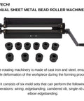 Bead Roller Sheet Metal Machine 18 Inch With 6 Die Sets Rotary Beading Tool for metal sheets displayed with dies
