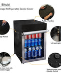 Keep Your Stash Frosty With This No Sweat Weather Armor For Outdoor Upright Freezer And Beverage Cooler 20 X 20 X 33 Inches Black cover with padded handles.