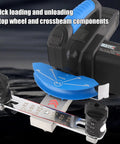 Saditesdk Electric Pipe Bender For Copper Tubes Fast 90 Degree Bend Tool with blue top wheel and crossbeam components.