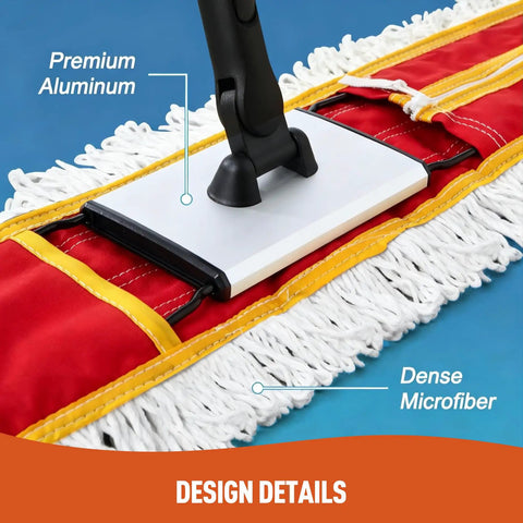 Make Spotless Floors A Snap With This 36 Inch Commercial Dust Mop Boasting A Thick Microfiber Head For Zero Hassle Tile And Hardwood Sweeping And Wet Mopping In Red, featuring a premium aluminum handle and dense microfiber head.