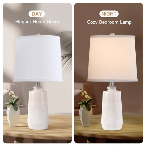 Ceramic Table Lamps Set Of 2 In White Matte Finish 20.5 Inch Tall Modern Minimalist Nightstand Lamps For Bedroom And Living Room Dope For Small Spaces Includes Linen Lampshades Premium Contemporary Decor