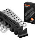 40 Piece Modular Wrench Organizer Set For Drawer Storage With Metric And SAE Labels, shown in packaging and holding wrenches.
