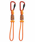 Tactical Paracord Gear Tether 2 Pack With Anti Loss Screw Lock Carabiner, Secure EDC Lanyard in rugged orange view.