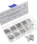 All In One 2 56 UNC Stainless Steel Phillips Pan Head Machine Screws And Nuts Assortment Kit, 220 Piece Set in plastic box