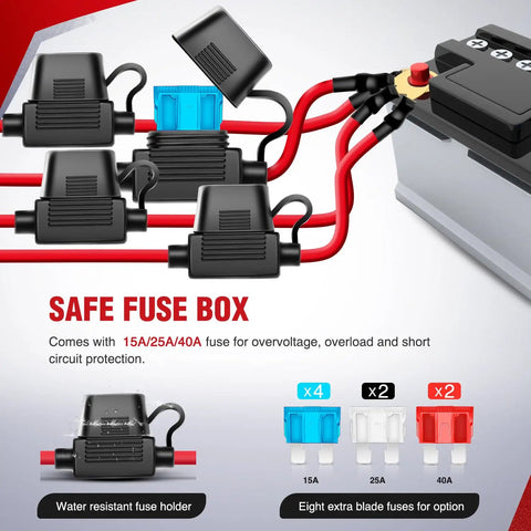 Wiring harness kit with safe fuse box showing 12V LED Light Bar Wiring Harness Kit With 4 Gang On Off Rocker Switch Panel Power Relay Inline Blade Fuse 8 Leads 16AWG 14AWG 12AWG Wiring For Cars Boats ATVs Trucks Heavy Duty