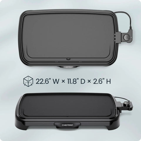 Extra Large Electric Griddle With Removable Temperature Control And Immersible Flat Top For Burgers Eggs And Pancakes Cook Up Big Batches On A Nonstick 10 By 20 Inch Surface With Slide Out Drip Tray Ideal For Crowd Cooking.
