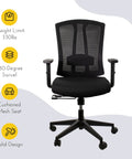 Ergonomic chair with cushioned mesh seat and 360-degree swivel for Rock-Solid Modular Office Cubicle Kit workspace.