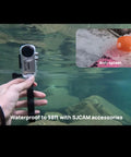 C110 Plus 4K Action Camera Bundle With Gyro Stabilization, underwater use, hand holding camera, waterproof to 98ft, anti-splash feature