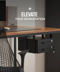 Under Desk Sliding Drawers With Smooth Rollout Action And Lockable Hardware Matte Black Steel Storage Organizer featuring integrated cable management.