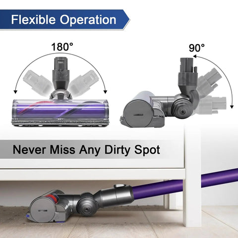 Quick Release Vacuum Attachment Motorhead showing flexible operation and angles for V6 Series DC58 DC59 DC61 DC62 models.