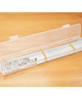 Pro Grade Stained Glass Layout Block Kit Comes With Eighty Durable Push Pins Includes 12 8 6 And 3 Inch Templates stored in a clear case.