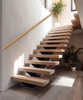 Tough As Nails 2 Feet Wooden Stair Handrail Wall Mount installed on modern staircase, providing safety support for steps.